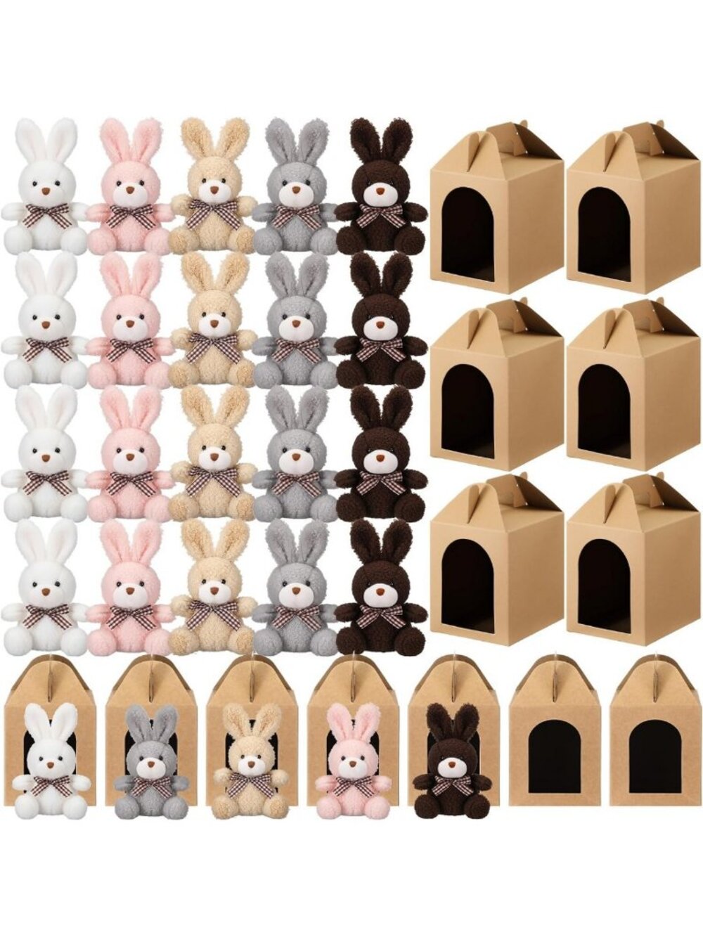 20 Set Adopt a Pet Party Favors - Cute Rabbit Design, Warm Color Theme